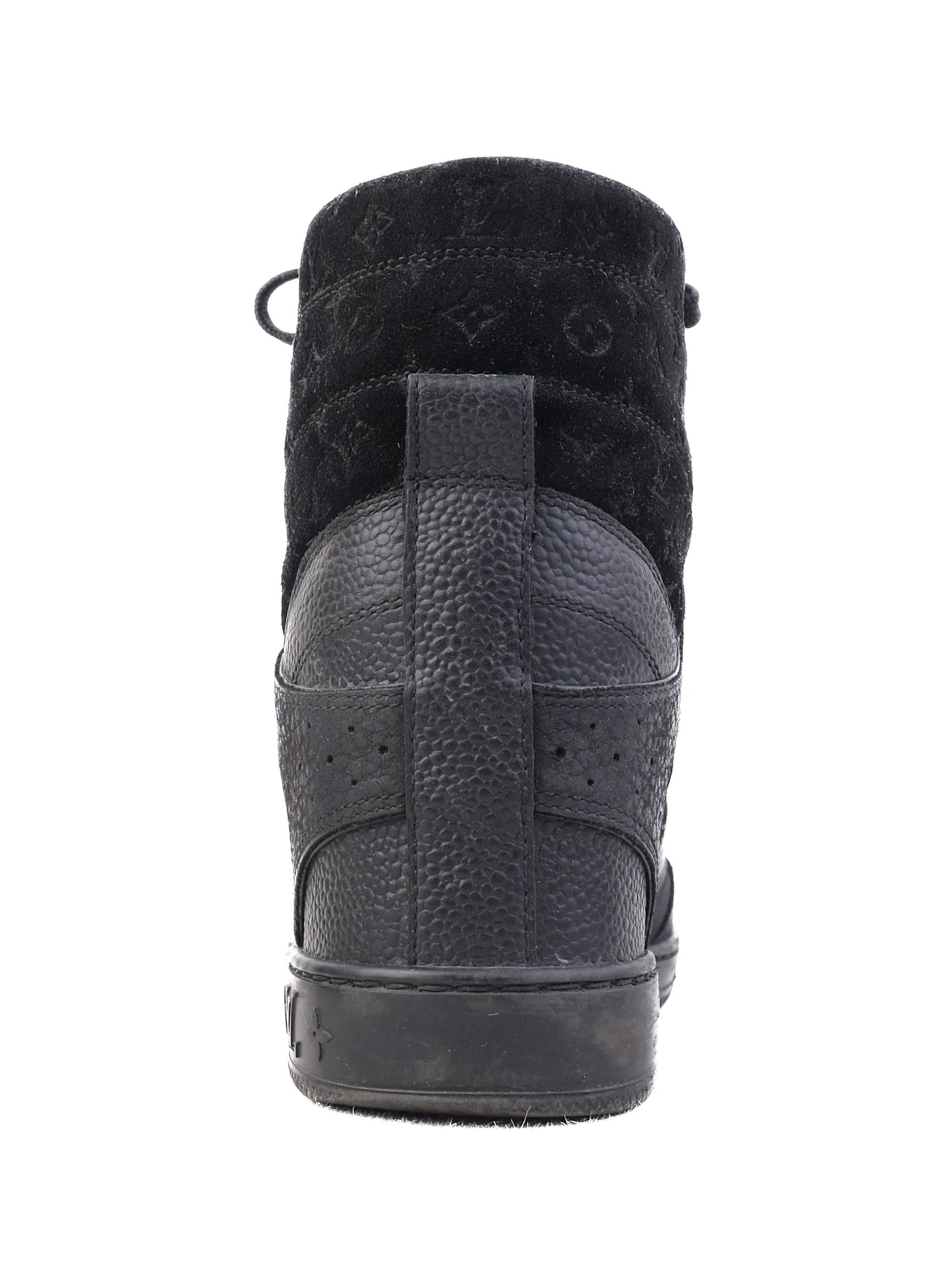 excellent louis vuitton black leather high-top sneakers size 37