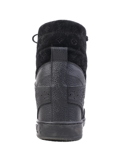 Excellent Louis Vuitton Black Leather High-Top Sneakers Size 37