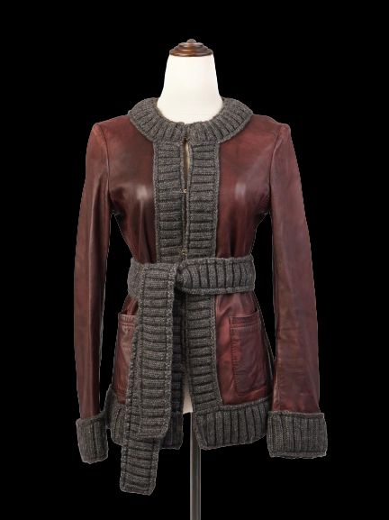 excellent dolce gabbana red leather jacket size l women