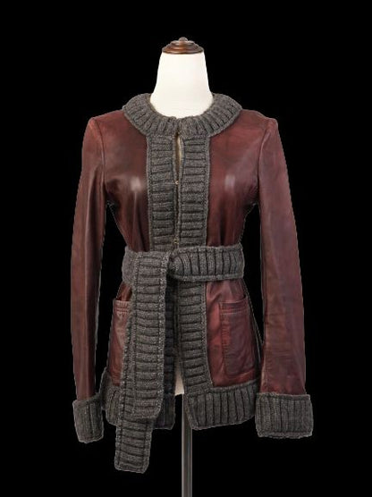 Excellent Dolce Gabbana Red Leather Jacket Size L Women