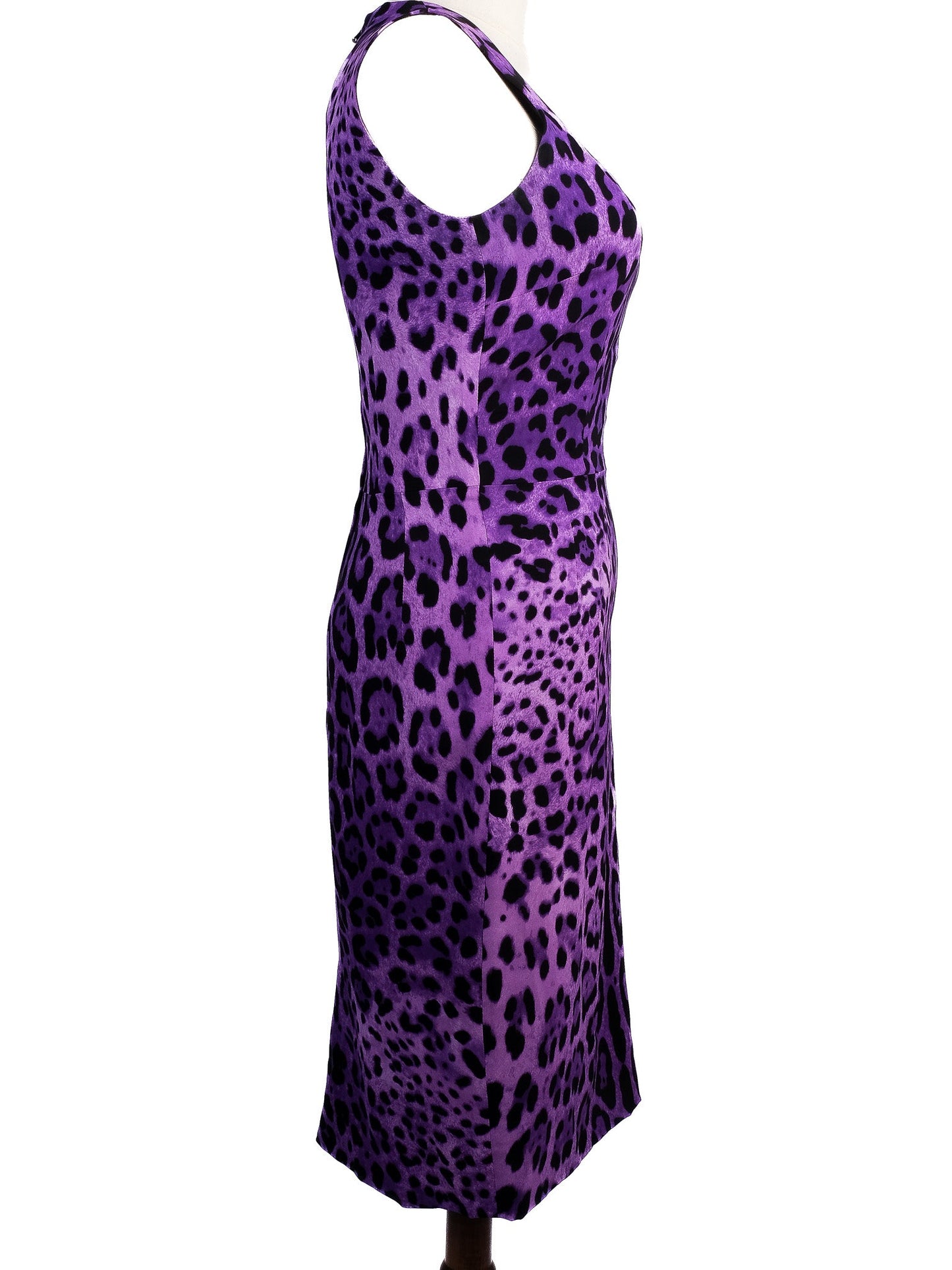 excellent dolce gabbana purple leopard print silk dress size xs