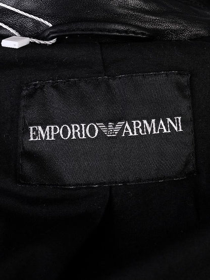 Average Emporio Armani Black Leather Jacket Size XS for Women