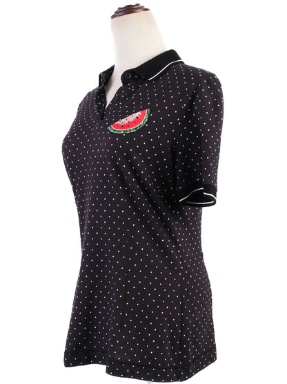 Excellent Dolce Gabbana Women's Blue Polo Shirt Size XL with Design