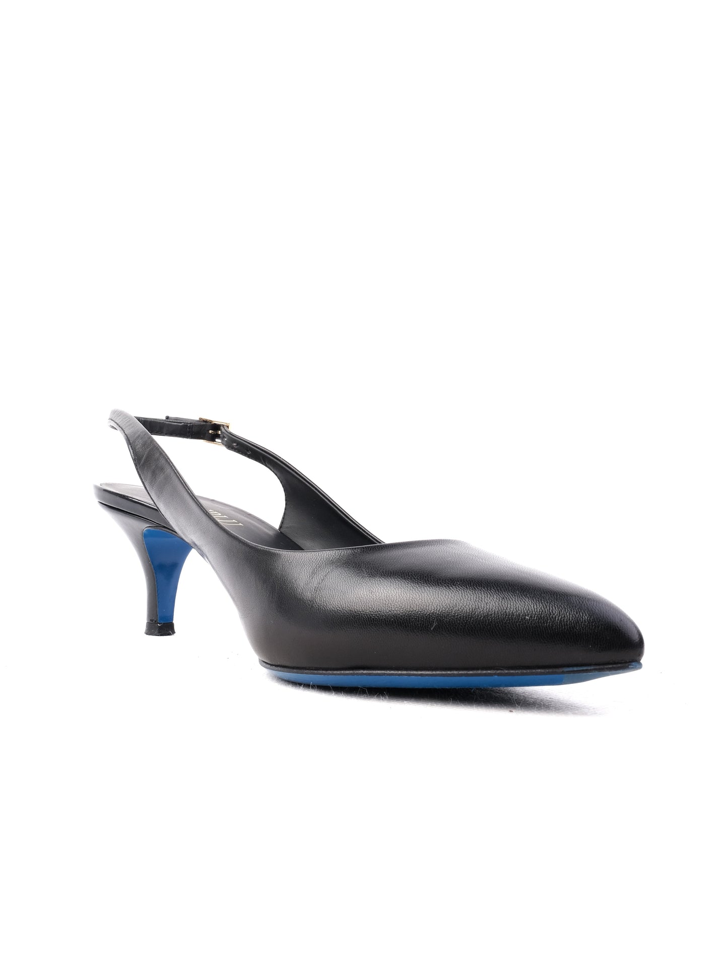 excellent easy by loriblu black leather slingback heels size 37