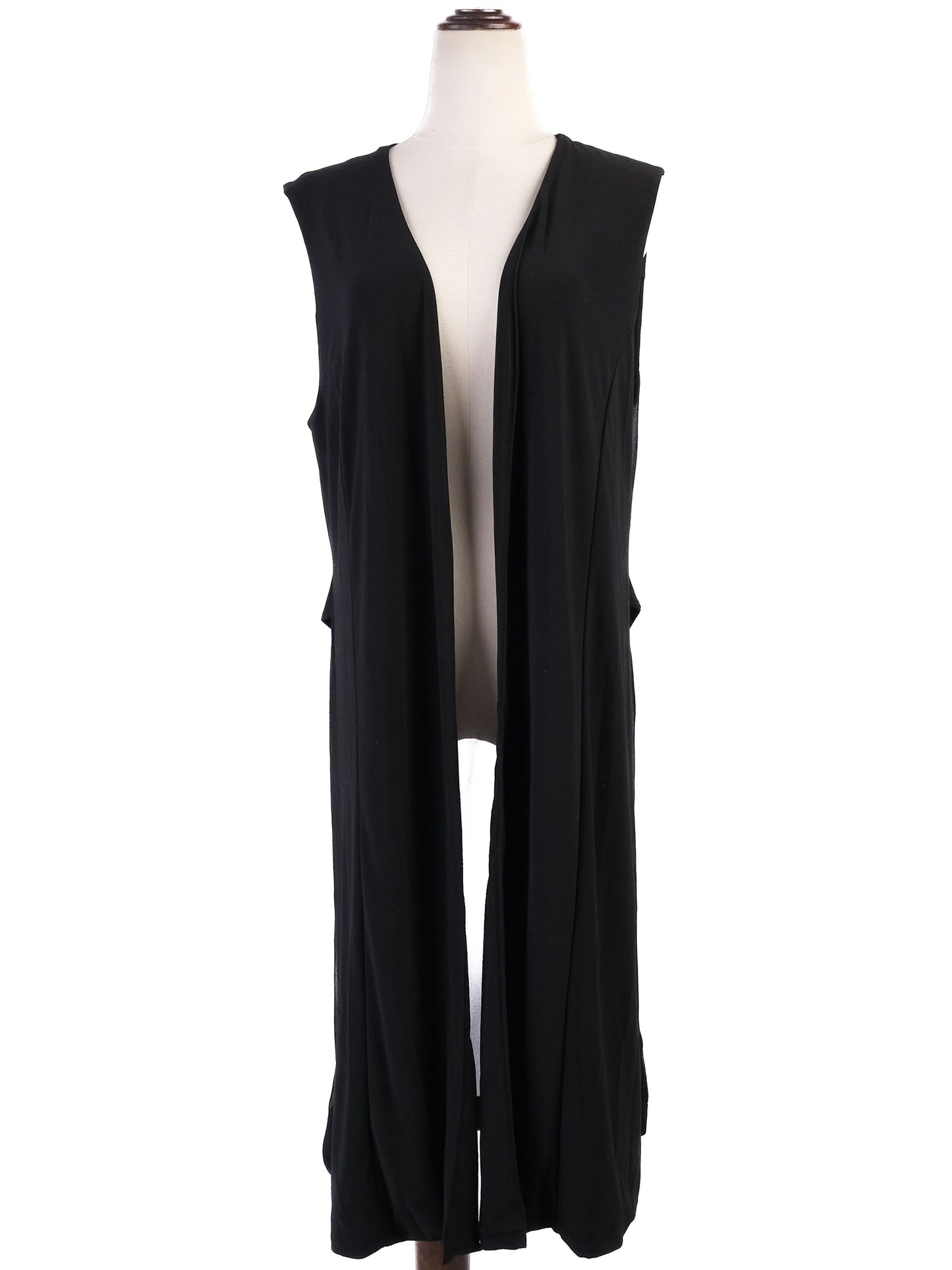 dkny women's black sleeveless open cardigan size l excellent