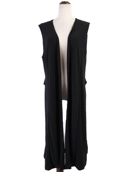 DKNY Women's Black Sleeveless Open Cardigan Size L Excellent