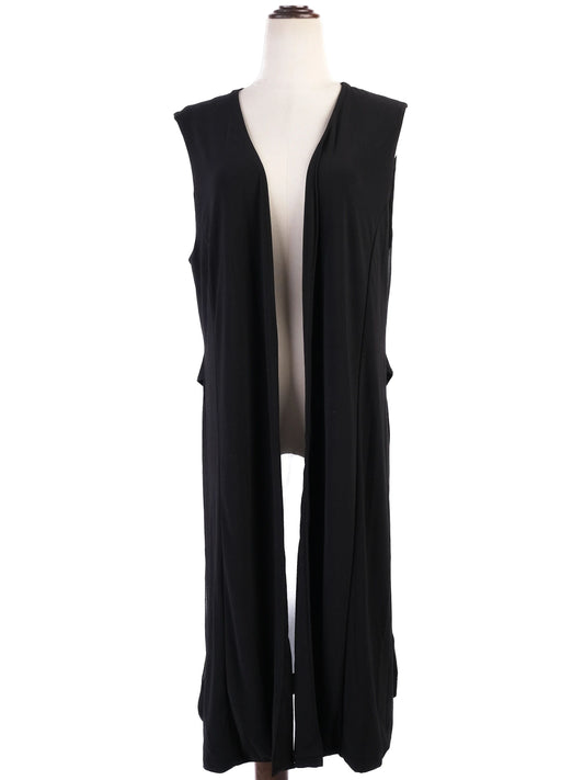 DKNY Women's Black Sleeveless Open Cardigan Size L Excellent