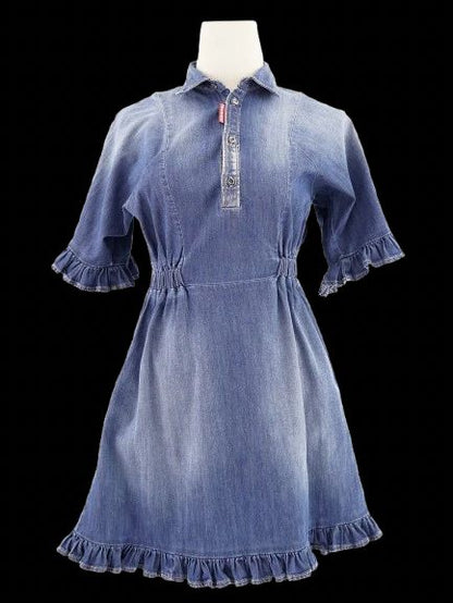 Excellent Dsquared2 Blue Denim Dress Size 12 with Ruffled Details