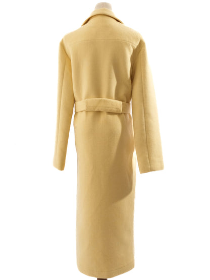 Excellent Lanvin Yellow Cashmere Long Coat with Belt Size M