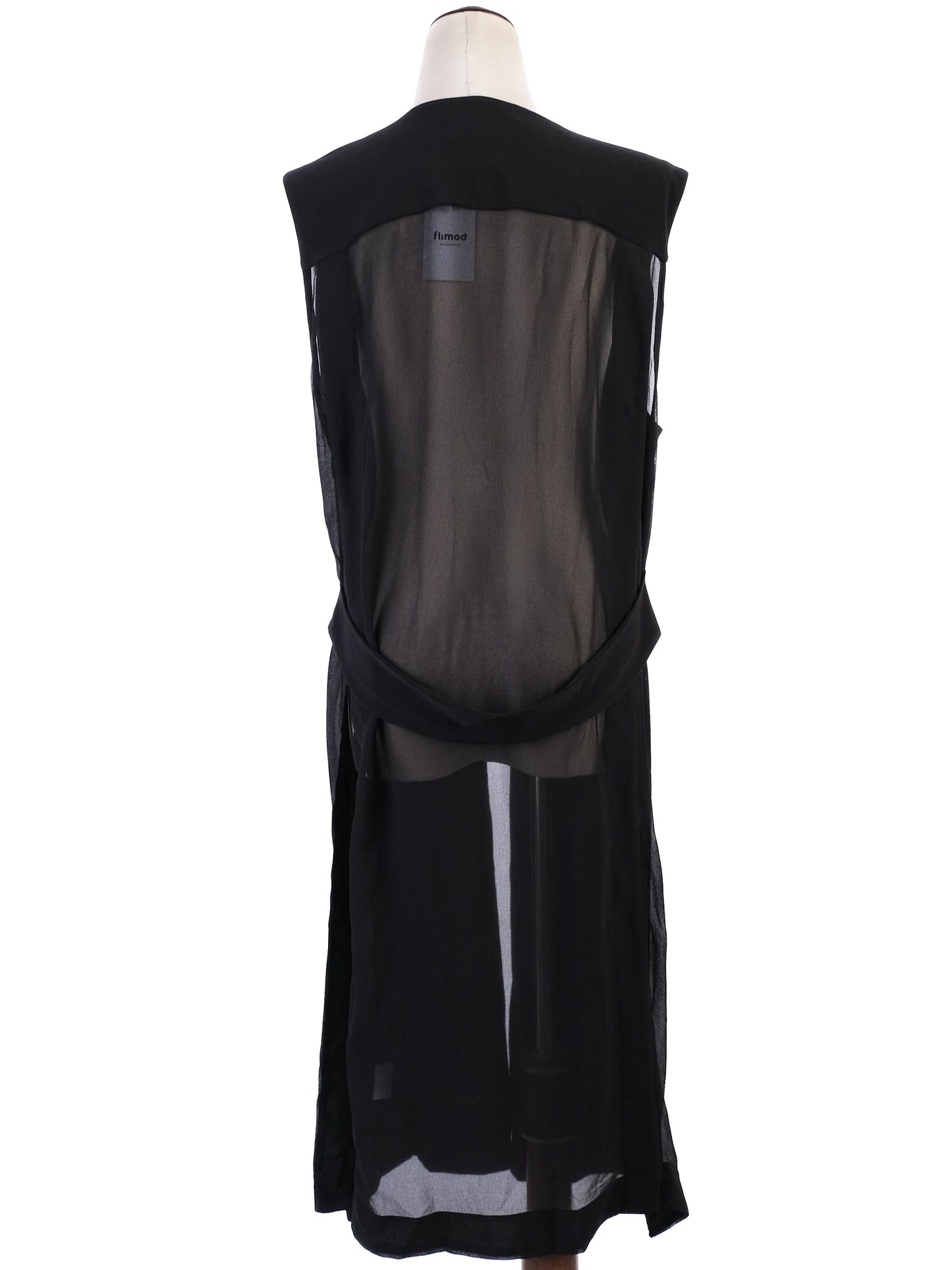 dkny women's black sleeveless open cardigan size l excellent