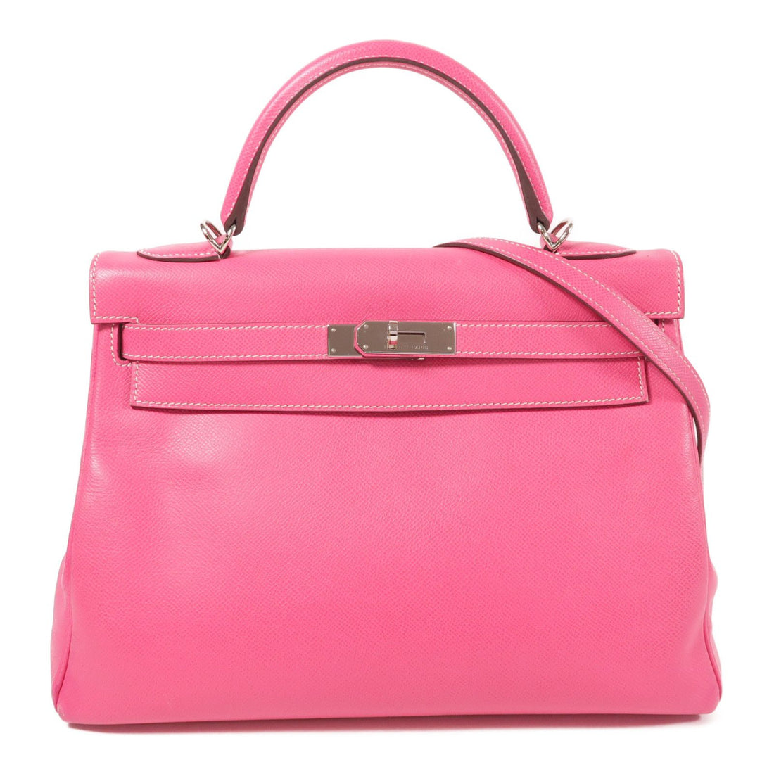 Hermes Epsom Leather Kelly 32 Silver Hand-turn Shoulder Bag Rose Tyrien 2way Shoulder Bag Rose Tyrien Pink Rose Tyriem E