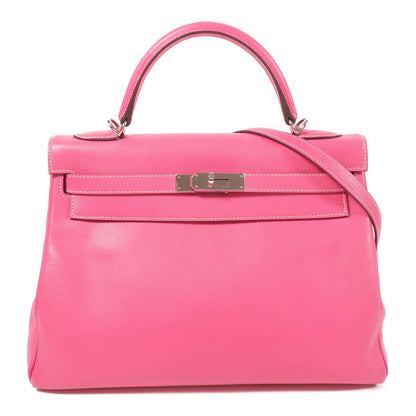 Hermes Epsom Leather Kelly 32 Silver Hand-turn Shoulder Bag Rose Tyrien 2way Shoulder Bag Rose Tyrien Pink Rose Tyriem E
