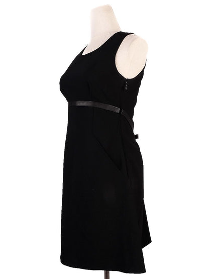 Perfect Dsquared2 Black Wool Sleeveless Dress with Belt XS