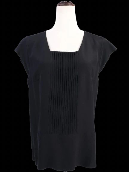 etro women's black silk sleeveless blouse size l excellent condition