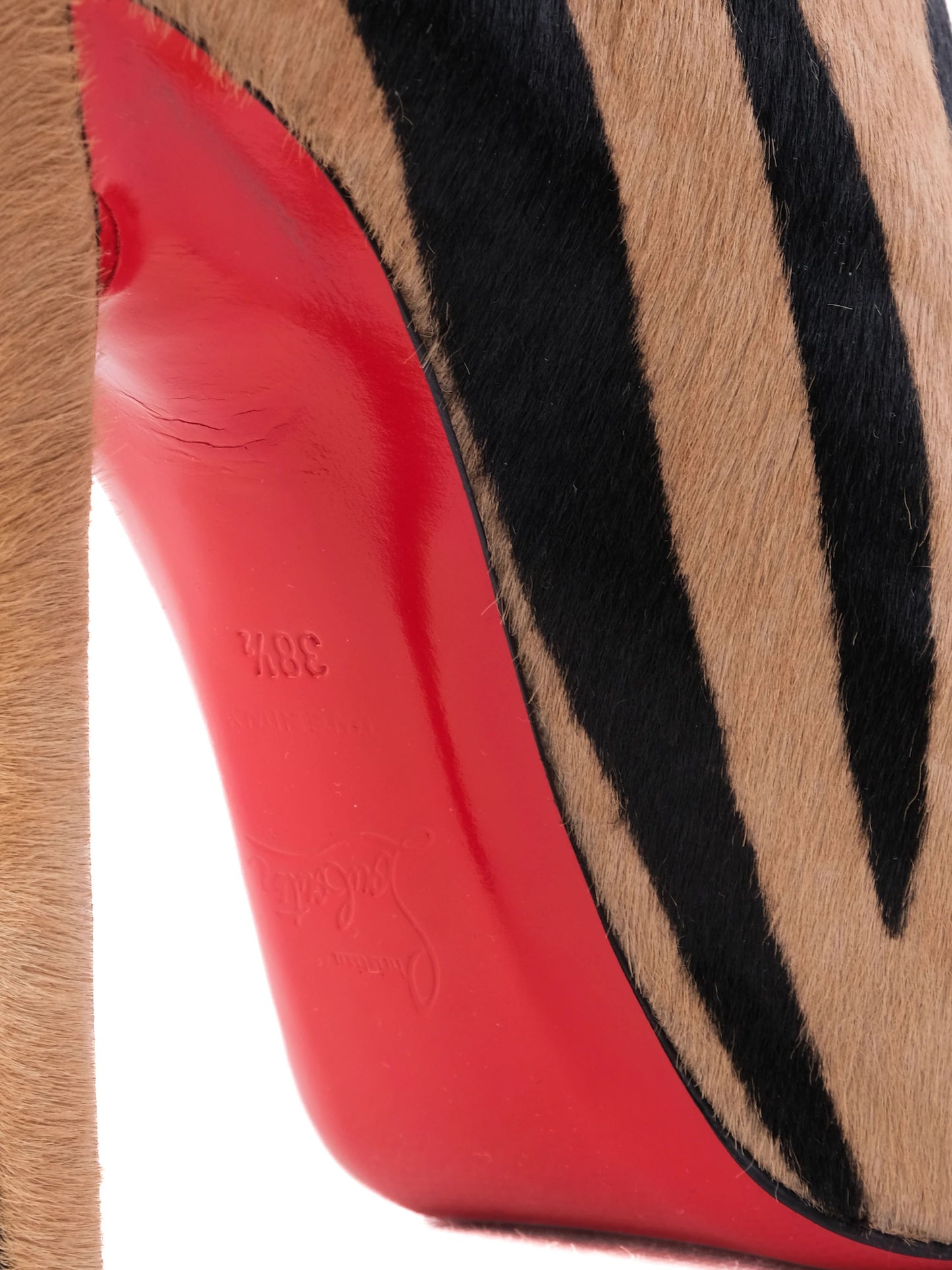 excellent christian louboutin zebra print high heels size 37.5