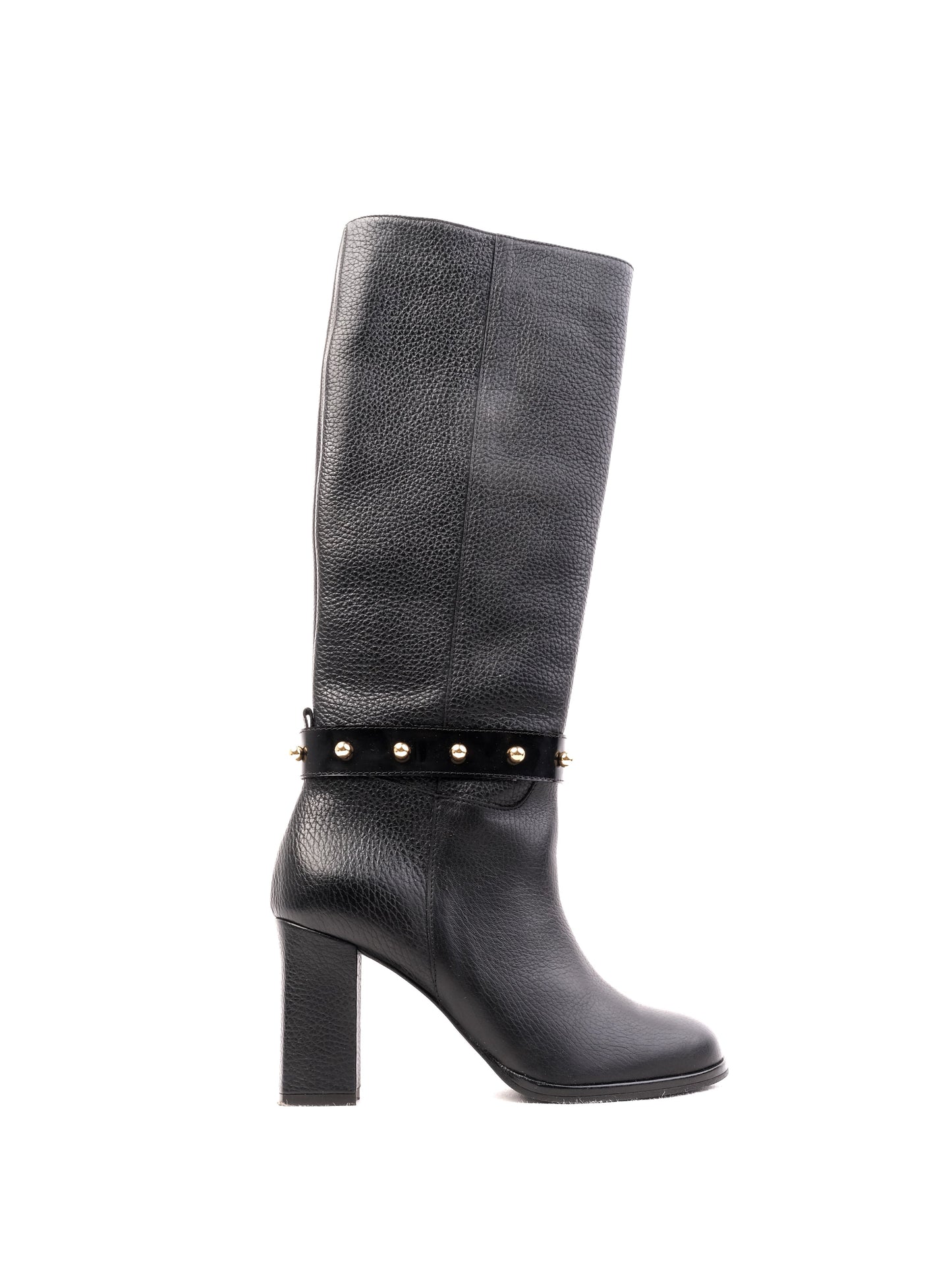 excellent moschino black leather knee-high boots size 36