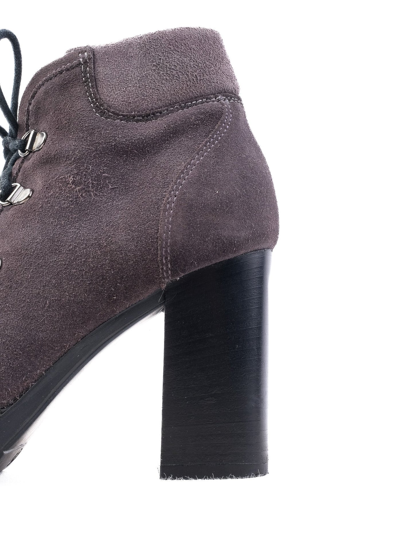 baldinini gray genuine suede ankle boots with high block heel size 36
