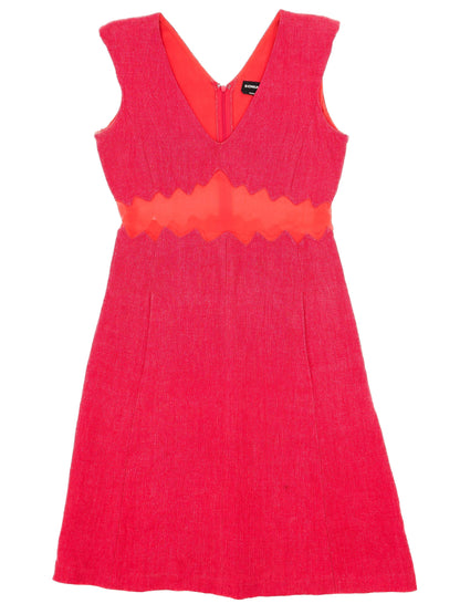 Excellent Sonia Rykiel Red Dress Size S with Wavy Orange Band