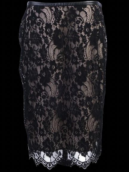 new by malene birger black lace floral pencil skirt size m