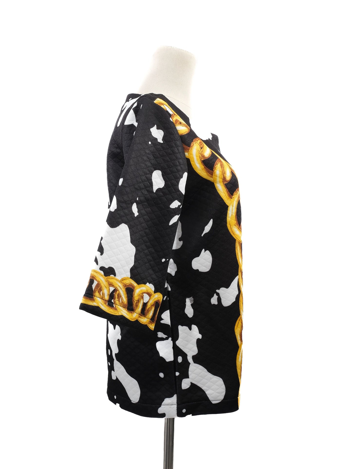 new moschino black & white chain print top size l cotton