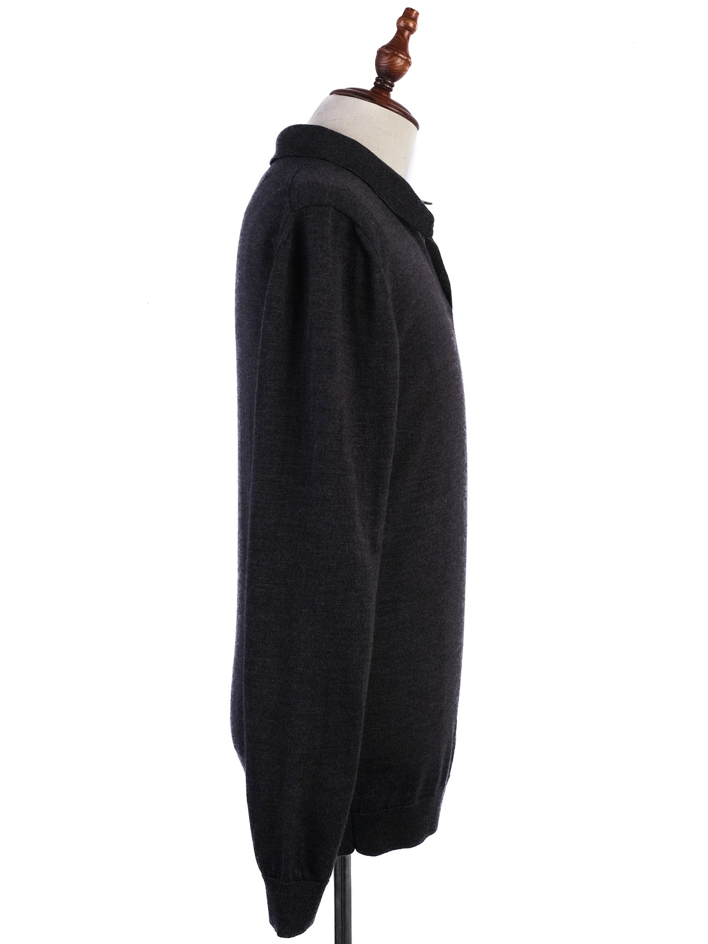 excellent cenere gray wool long-sleeved polo shirt size l for men
