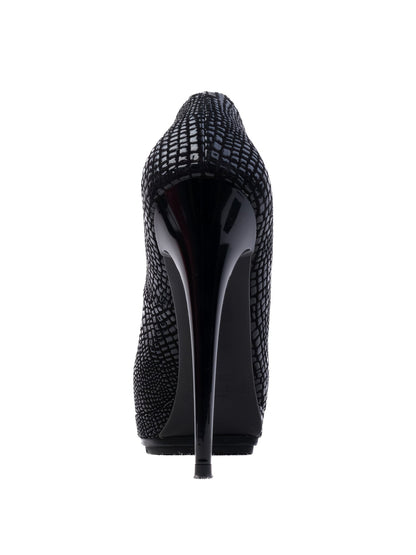 NEW Renzoni Black Leather High-Heeled Shoes Size 38