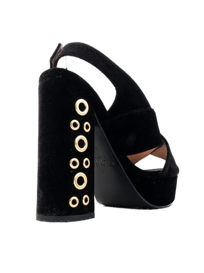 Excellent Pinko Black Leather High-Heeled Sandals Size 37