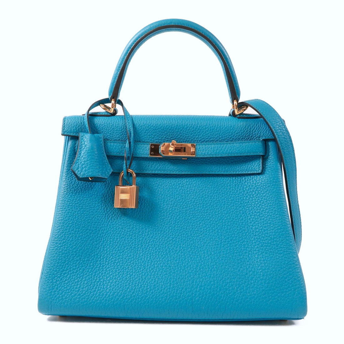 Hermes Togo Leather Kelly 25 Gold Hand-turned Shoulder And Back Bag Bleu Zanzibar 2way Shoulder Bag Blue Zanzibar Blue B