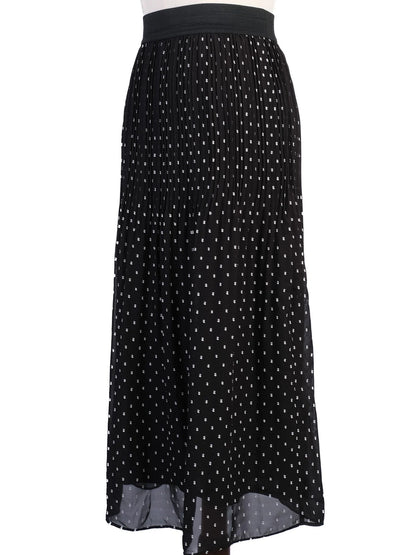 Excellent Maje Black Pleated Polka Dot Skirt Size XS