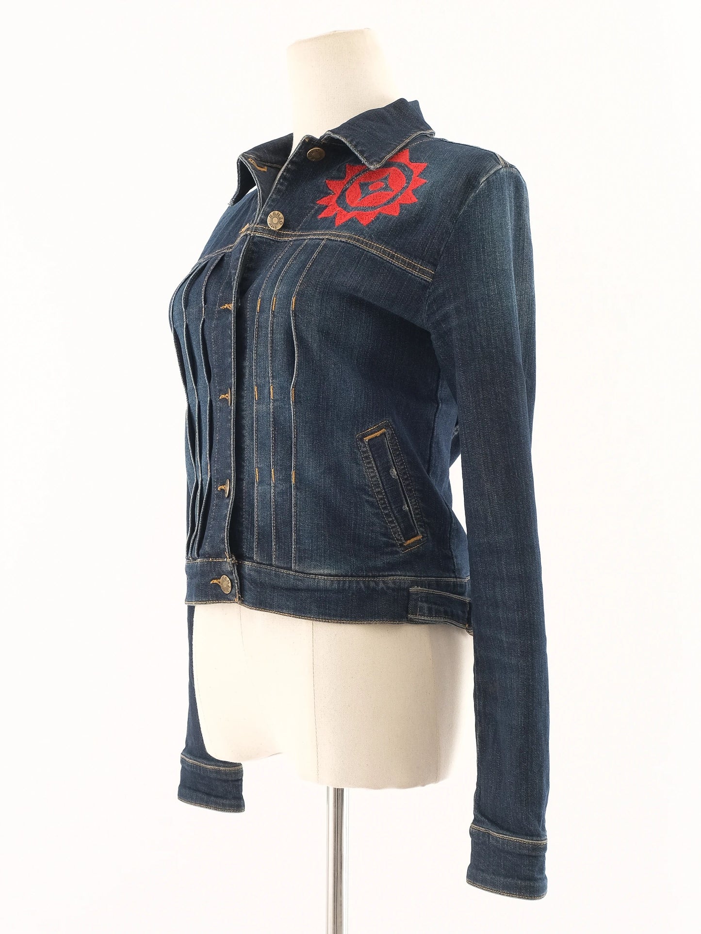 excellent kenzo denim jacket blue size s with embroidered design
