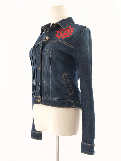 Excellent Kenzo Denim Jacket Blue Size S with Embroidered Design