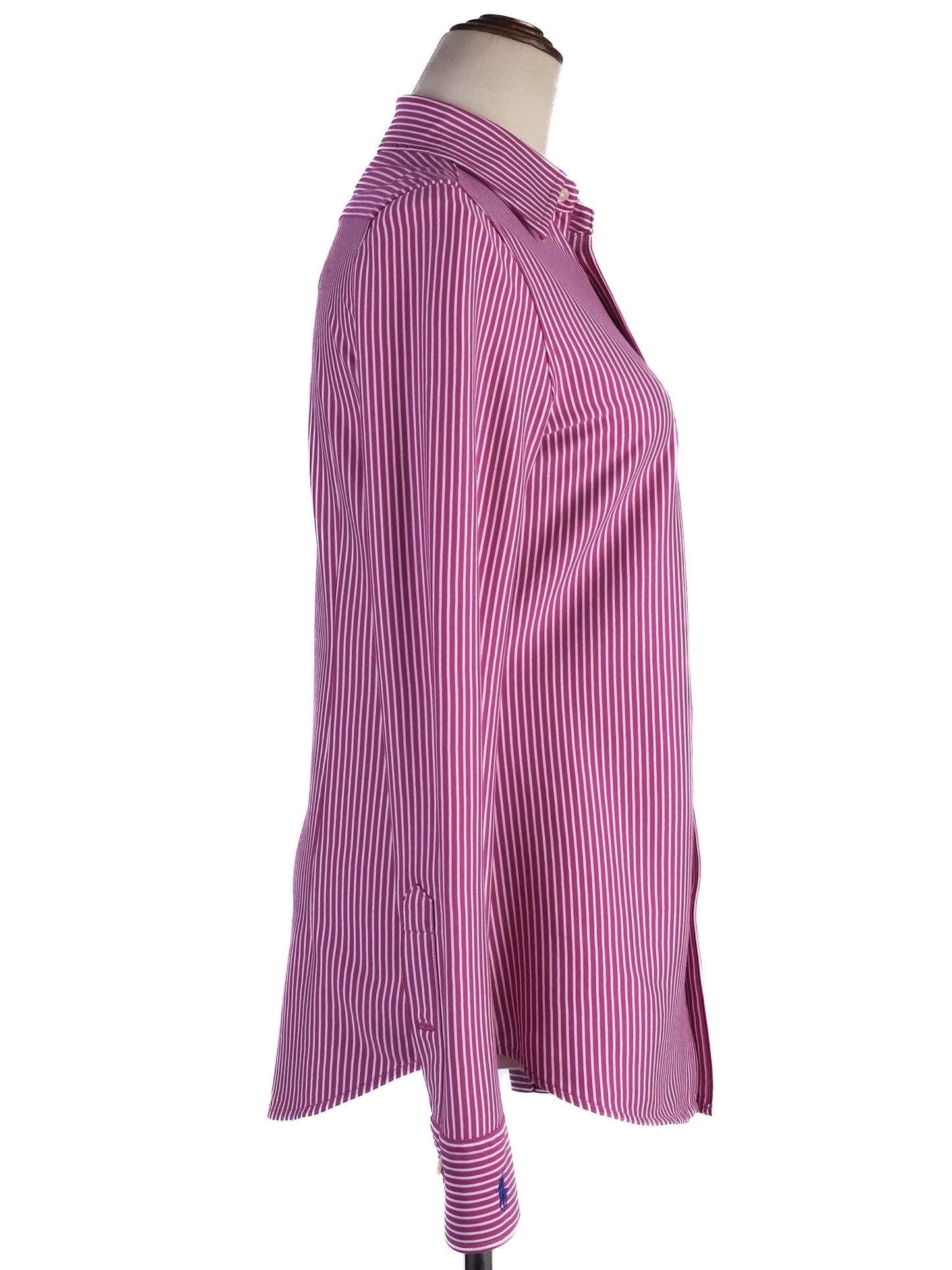 excellent polo ralph lauren pink striped cotton shirt size s