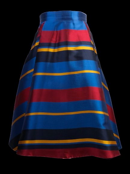 Excellent MaxCo Silk Flared Skirt XS Vibrant Stripes Combined Colors