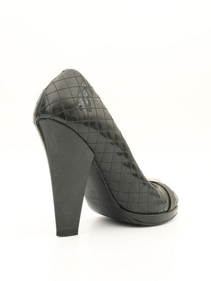 Byblos Black High-Heeled Leather Shoes Size 38 - Perfect Condition