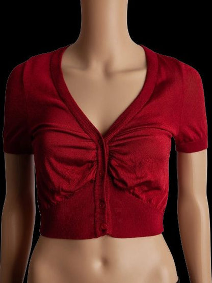 Good Moschino Red Short-Sleeved Cropped Cardigan Size XXS