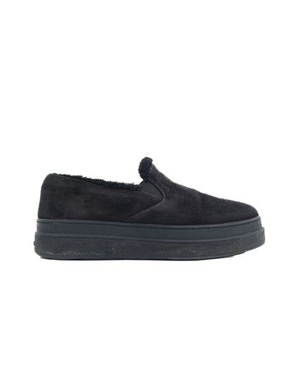 Excellent Prada Black Suede Slip-On Shoes Size 38 with Comfortable Lining