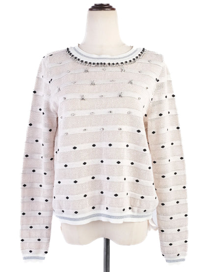 Excellent Patrizia Pepe Gray Viscose Sweater Size M with Decorative Details