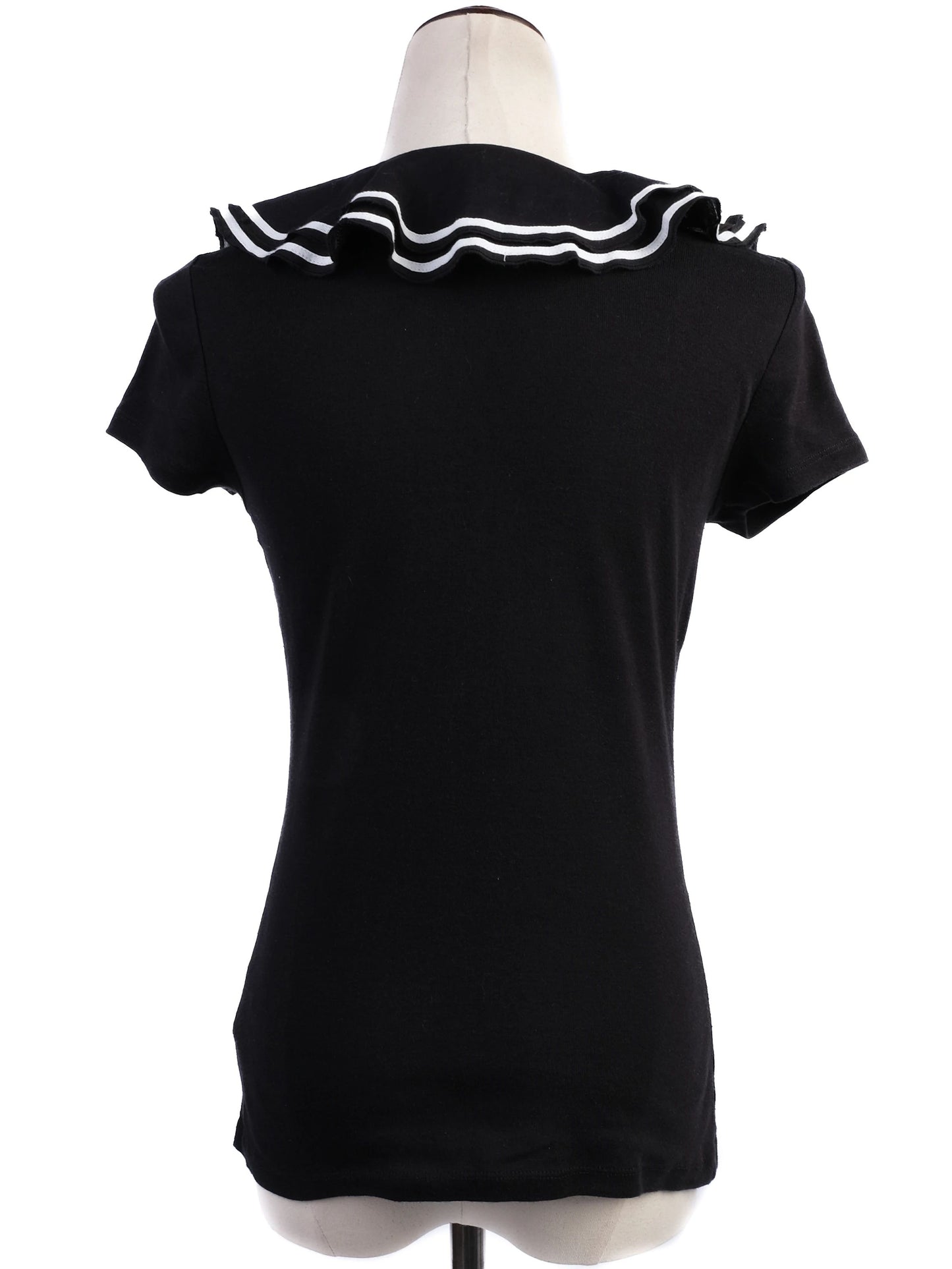 excellent ralph lauren black cotton short-sleeve top xs