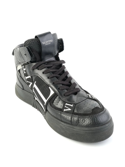 Excellent Valentino Black Leather High-Top Sneakers Size 40