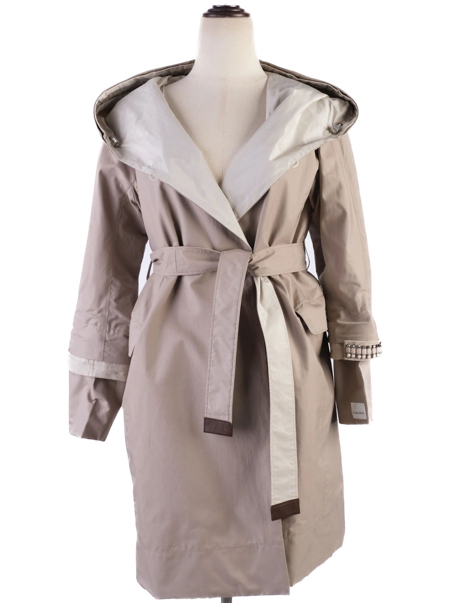 max mara gray hooded coat with waist belt size s excellent condition