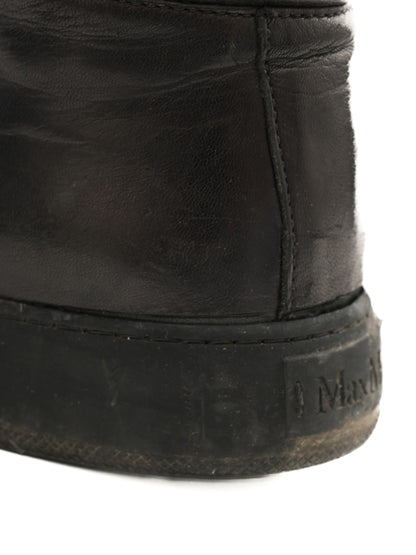 Excellent Max Mara Black Leather Sneakers Size 36.5 Women's