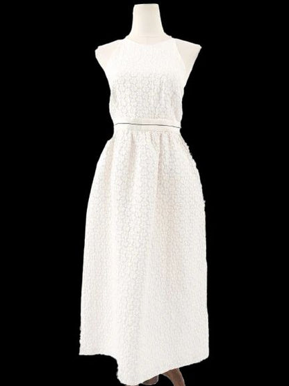 Excellent Tara Jarmon White Viscose Sleeveless Dress Size M