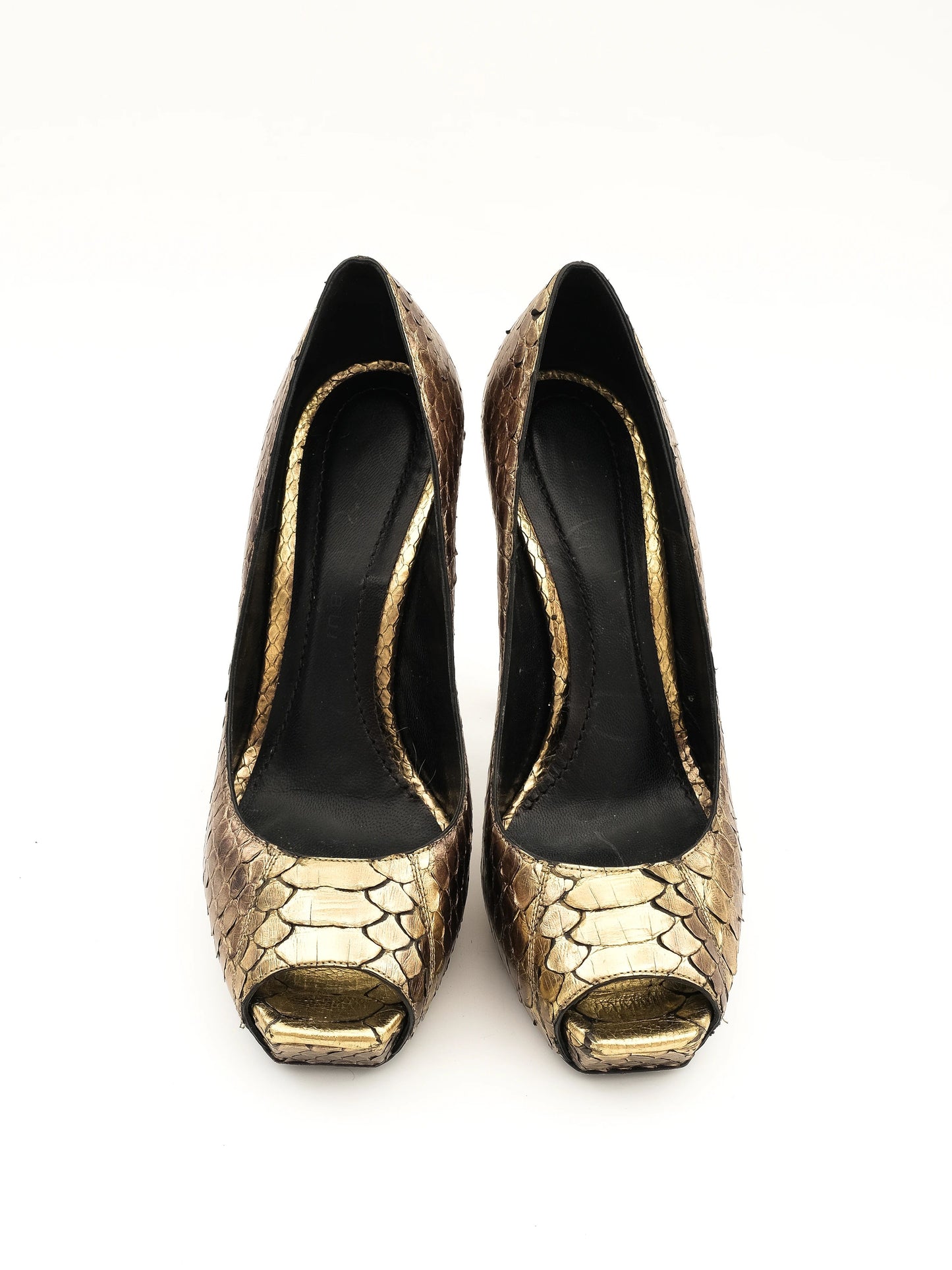 excellent barbara bui yellow leather peep-toe high heels size 37.5