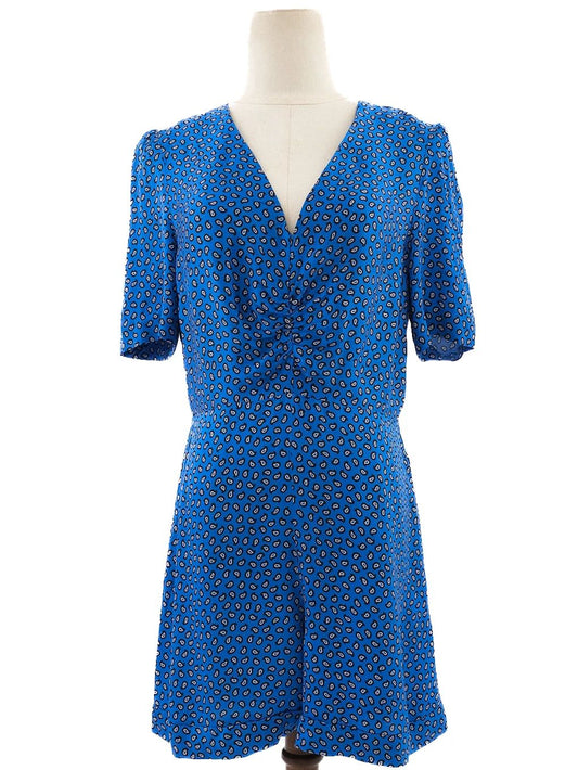 Excellent Maje Blue V-Neck Short-Sleeve Dress Size M