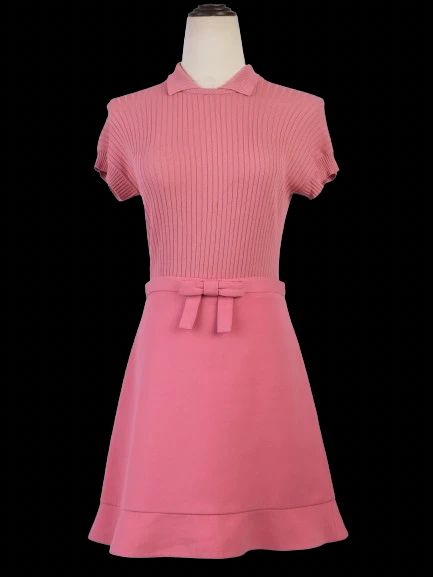 excellent red valentino pink ribbed sweater with collar