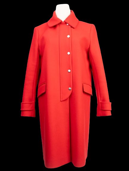 NEW Tara Jarmon Red Wool Button-Up Coat Size S