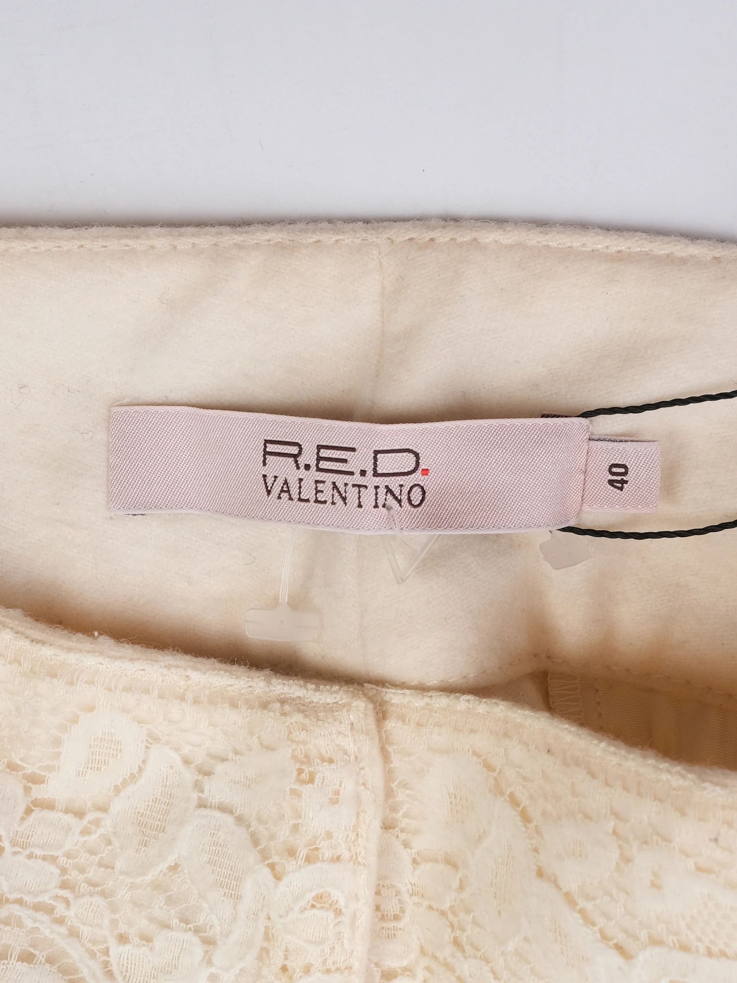 excellent red valentino yellow wool pants size s with lace detail