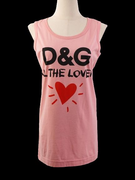 NEW Dolce Gabbana Pink Cotton Top XXS 'D&G ALL THE LOVE'