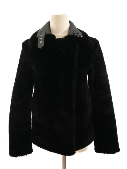 Good Reiss Black Leather & Faux Fur Jackets Size XS