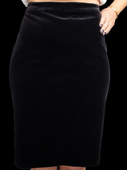 Escada Black Velvet Pencil Skirt High Waist Size XS